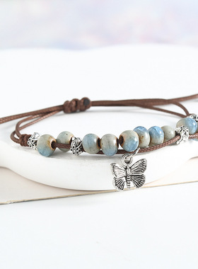 景德镇陶瓷手链复古蝴蝶波西米亚