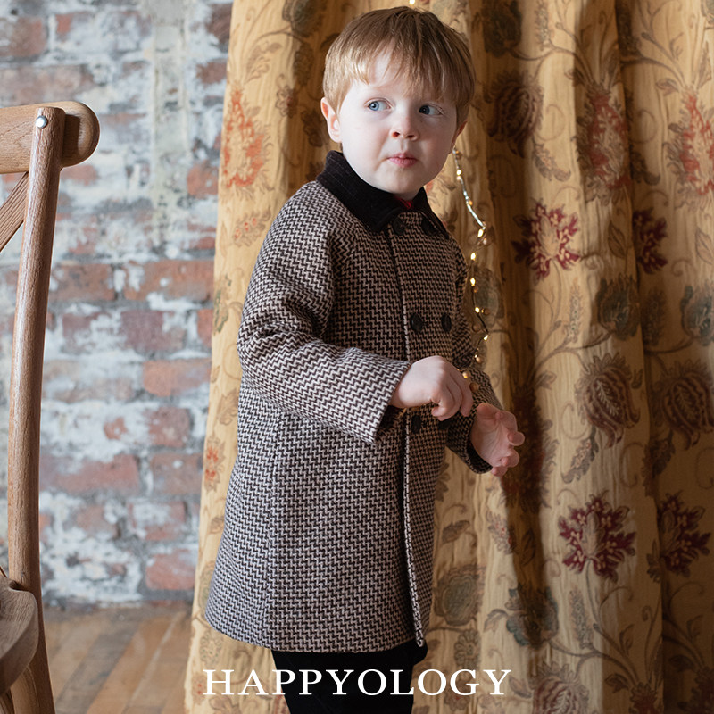 Happyology英国儿童装新款男童英伦女童秋冬毛呢外套中长款呢大衣,淘宝优惠券,粉丝福利购,淘宝优惠卷