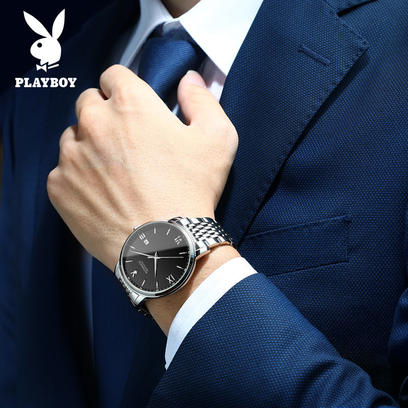 正品花花公子男士男款全自动机械表 花花公子悦时国产腕表