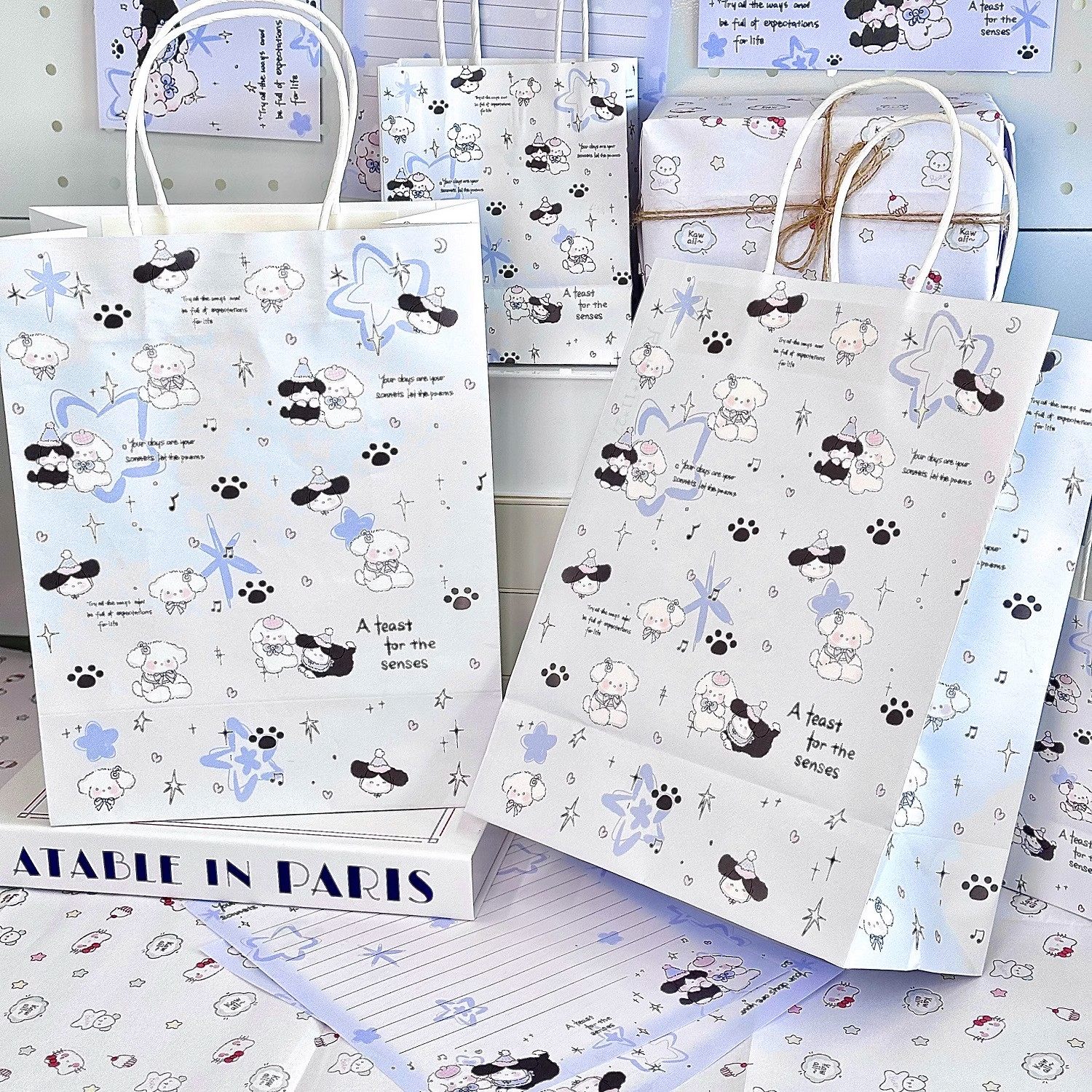 新款星星小狗印花礼品袋收纳牛皮纸加厚大容量可爱生日七夕送礼物,淘宝优惠券,粉丝福利购,淘宝优惠卷