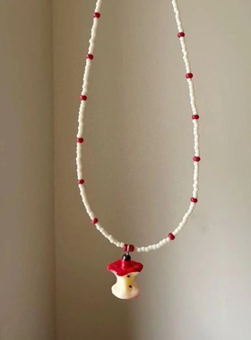 最后一口苹果~创意设计趣味苹果核串珠项链女小众设计百搭锁骨链