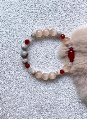 「云海清尘」国风猫眼珠手串清冷感仿玛瑙古风寿山石冷门小众手饰