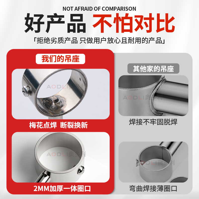 阳台晾衣杆吊座不锈钢单双晒挂衣服支架吊座顶装室内外侧墙固定式 - 图0