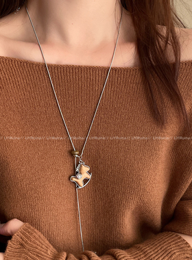 复古木质小马吊坠高级感项链女