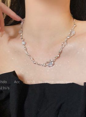 不规则白月光石小众冷淡风项链女