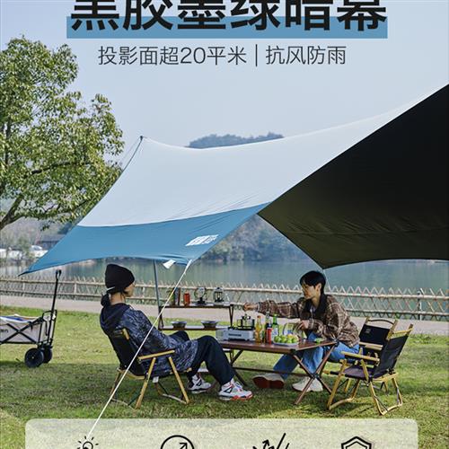 直销野餐遮阳伞户外露营简易速开轻量化黑胶涂层六角蝶形网红天幕-图2