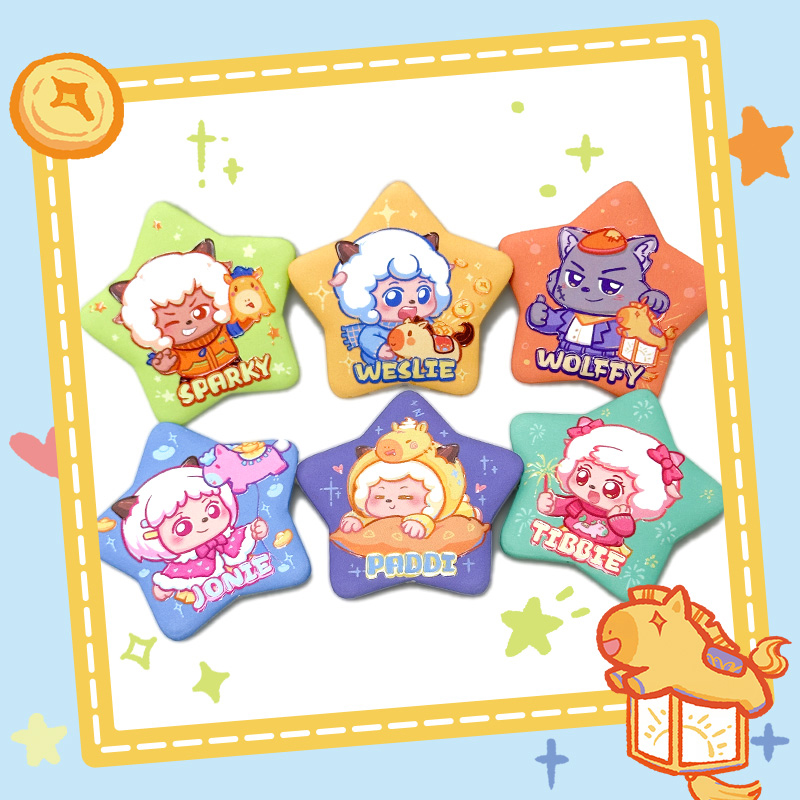 喜羊羊与灰太狼新年徽章可爱多角色马年吧唧官方动漫周边 - 图1