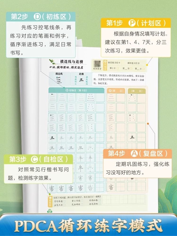 华夏万卷口诀化练行楷控笔训练字帖一笔写好一个字这些年的字我修养青春里的古诗文大学生初学者入门行楷教程零基础临摹速成练字帖 - 图3