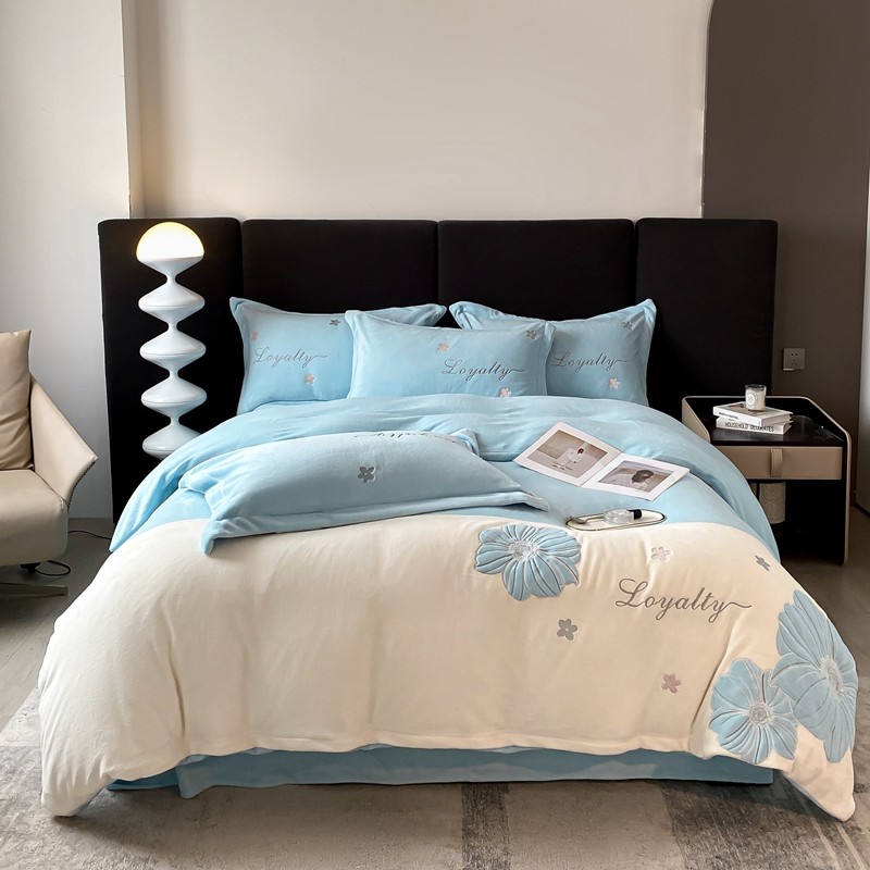 出口家纺轻奢高端牛奶绒四件套冬季保暖珊瑚绒加绒花卉被罩三件套,淘宝优惠券,粉丝福利购,淘宝优惠卷