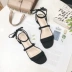 Giày cao gót đế xuồng nữ mùa hè với giày đế bệt đế bằng học sinh nơ da lộn - Sandal Sandal