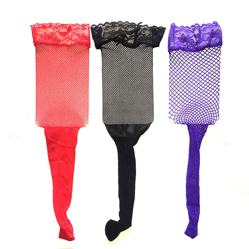 蕾丝花边长筒网袜女中小网眼镂空性感高筒过膝渔网袜白色紫色红色,淘宝优惠券,粉丝福利购,淘宝优惠卷