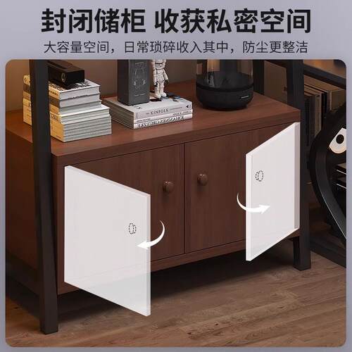 置物架落地收纳架铁艺梯形展示架子多层书架电竞房电脑桌旁储物柜 - 图2
