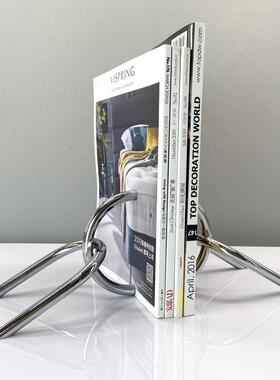 简约现代金属创意锁链书档 U形几何拼接书档书靠样板间书房摆件