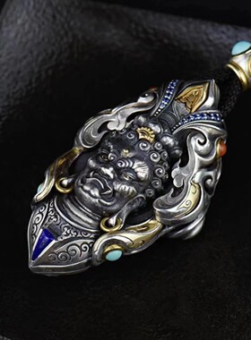 复古不动明王项链男小众新中式独特霸气高级感配饰吊坠个性做旧