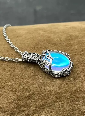 复古波西米亚风项链女小众高级感vintage月光石独特吊坠配饰个性