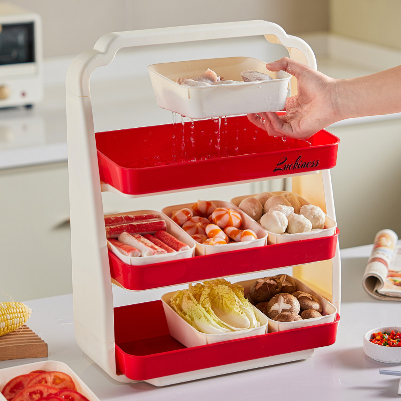多功能备菜盘放菜收纳盒多层台面置物架火锅配菜神器家用蔬菜托盘,淘宝优惠券,粉丝福利购,淘宝优惠卷