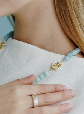 原创设计双月双星天河石项链