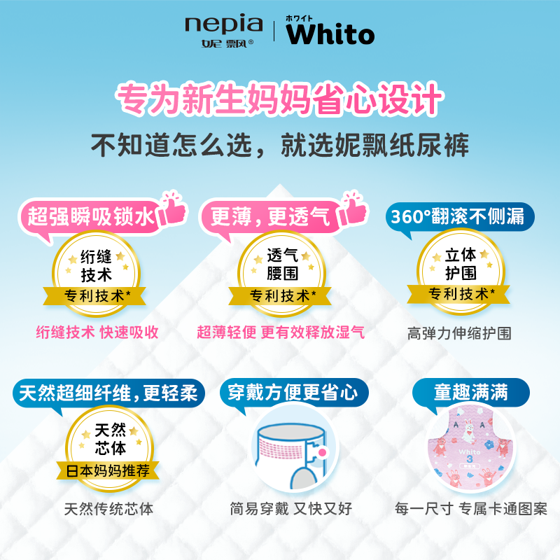 日本妮飘whito婴儿纸尿裤尿不湿S码-60片