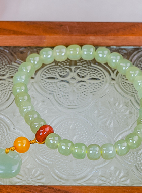 天然和田玉银镶嵌时尚简约风晴水珠珠手串（多样性发货）