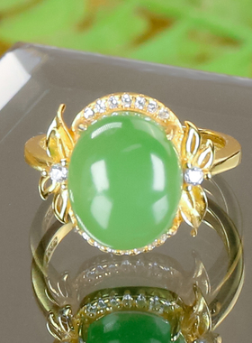 新款戒指简约风格天然和田玉-时尚百搭满绿碧玉戒指节日送礼