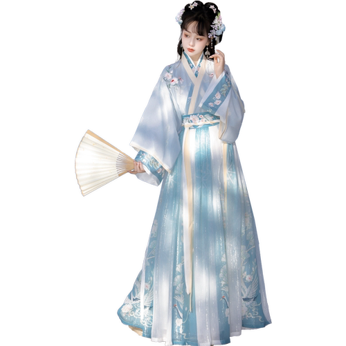 原创正品【鹤云归】晋制汉服女中国风绣花交领齐腰襦裙日常古装春 - 图3