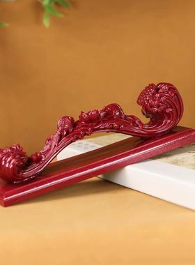 朱砂如意摆件大号底座工艺品灵芝如意紫金砂办公室玄关桌面摆设