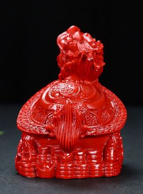 朱砂红色摆件帝王砂八卦龙龟桌面龙头客厅玄关办公室车载开业礼品
