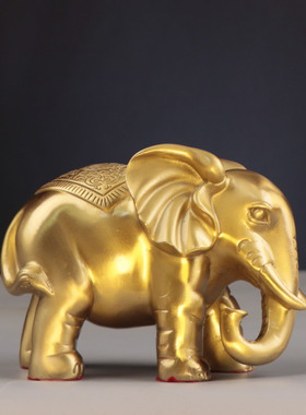 元宝如意象 吸水象 铜大象摆件工艺礼品办公摆件 财富大象