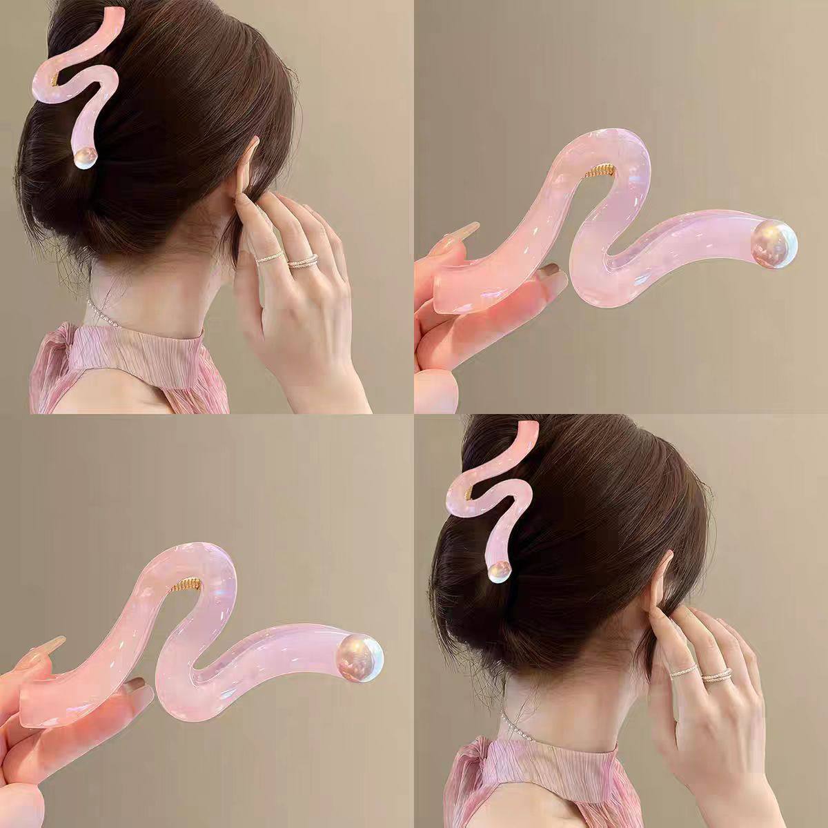 韩国设计师款人鱼姬梦幻波浪珍珠抓夹女大号大量多鲨鱼夹盘发头饰,淘宝优惠券,粉丝福利购,淘宝优惠卷