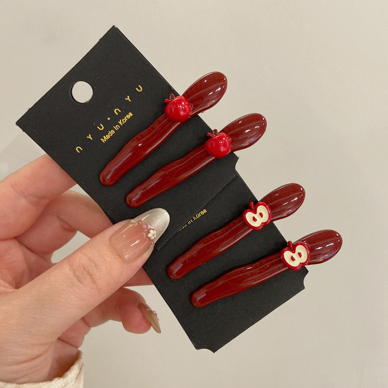 可爱安可拉红色小苹果刘海发夹女前额碎发卡韩版高颜值一字鸭嘴夹,淘宝优惠券,粉丝福利购,淘宝优惠卷