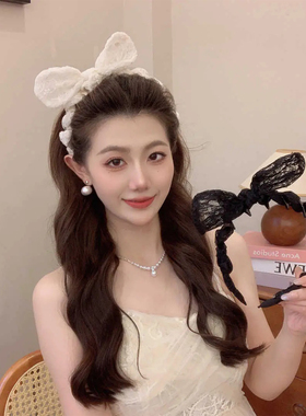 显脸小蓬松高颅顶蕾丝蝴蝶结发箍