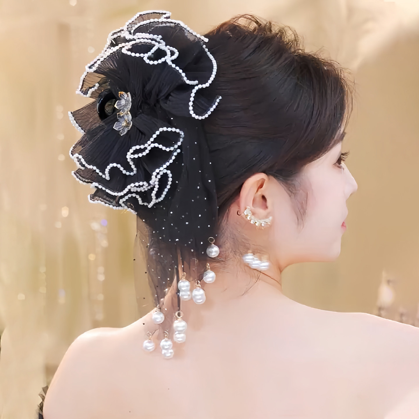 气质高级感蕾丝蝴蝶结抓夹头饰2025新款高端饱满后脑勺头发发夹女,淘宝优惠券,粉丝福利购,淘宝优惠卷