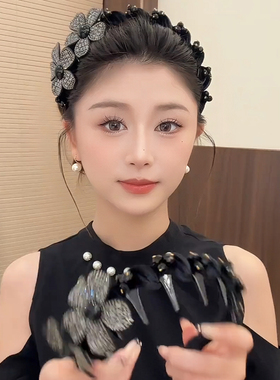 秋冬丝绒立体花朵发箍女款高级感
