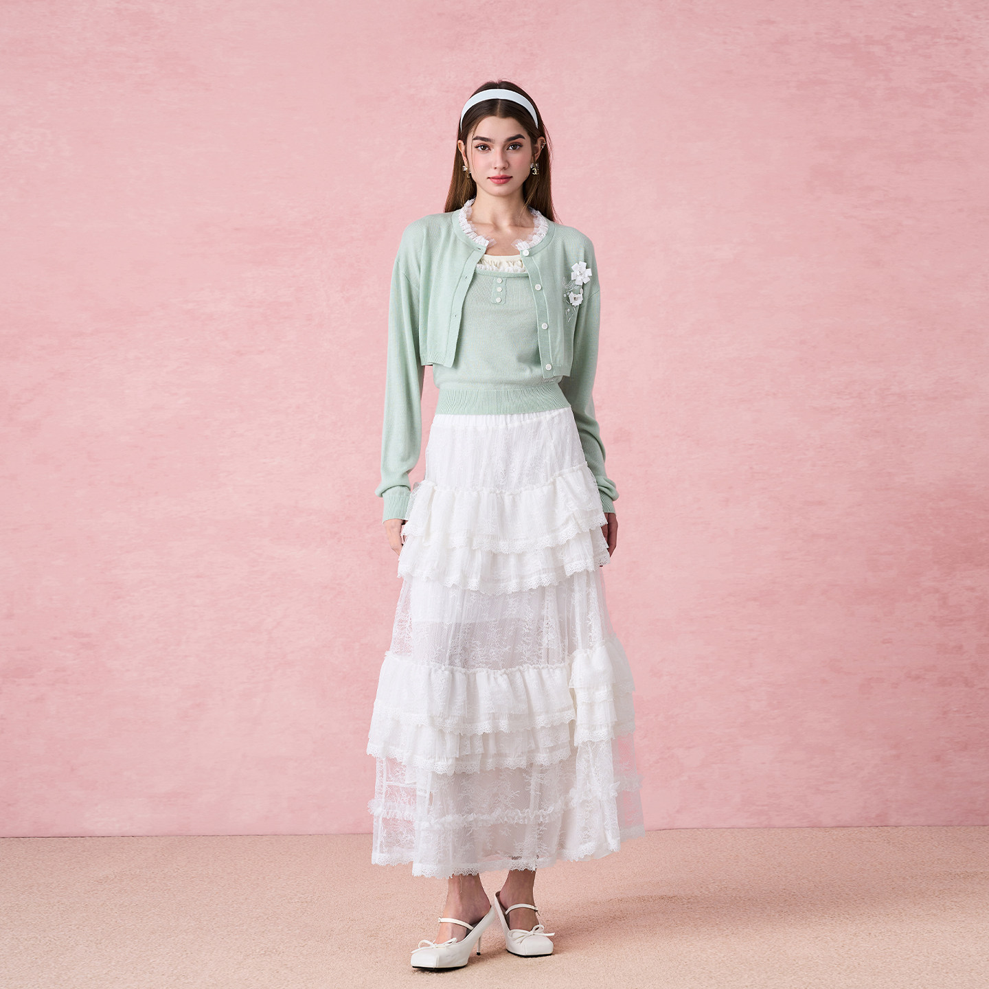 DIANAVEVINA冬季新款蕾丝领毛衣针织开衫女长袖立体花朵外套,淘宝优惠券,粉丝福利购,淘宝优惠卷