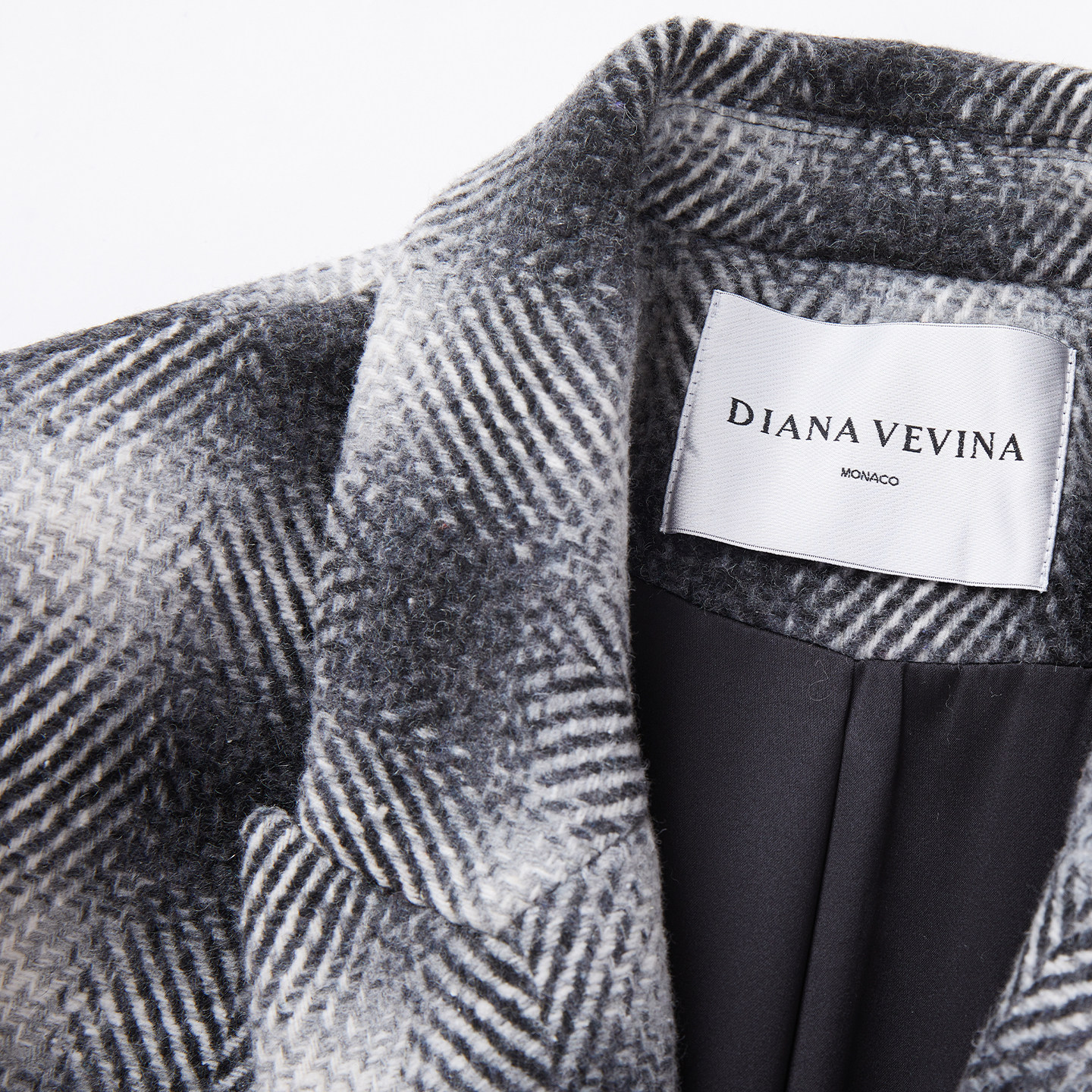 DIANAVEVINA秋冬新款黑白格纹长双面毛呢大衣女宽松保暖外套,淘宝优惠券,粉丝福利购,淘宝优惠卷