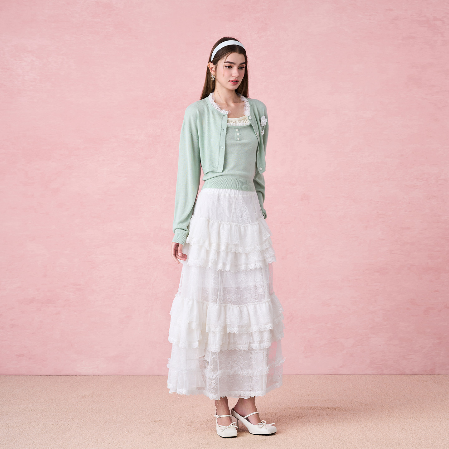 DIANAVEVINA冬季新款蕾丝领毛衣针织开衫女长袖立体花朵外套,淘宝优惠券,粉丝福利购,淘宝优惠卷