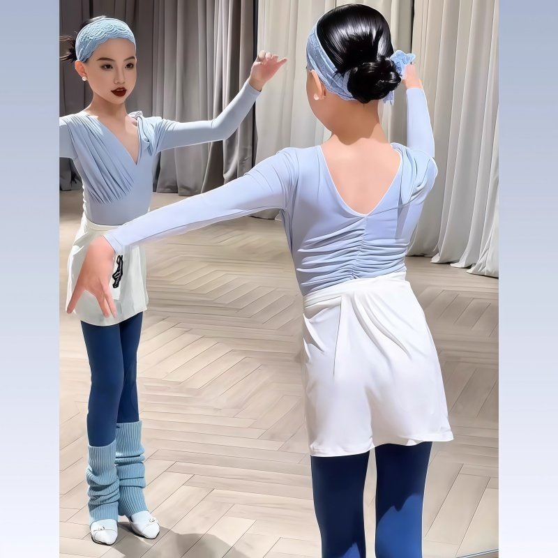 SQ同款拉丁舞服女童冬季新款长袖褶皱连体上衣百搭瑜伽运动裤套装,淘宝优惠券,粉丝福利购,淘宝优惠卷