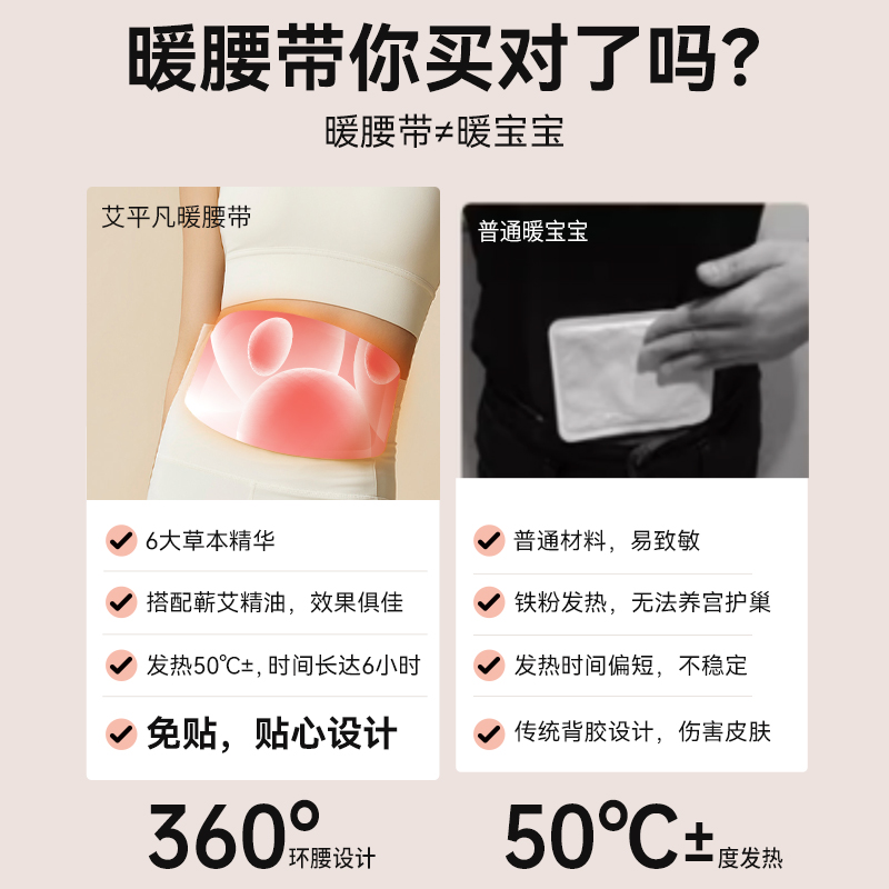 艾草暖腰带蕲艾暖宫发热贴暖宝宝姨妈热敷暖腹贴肚子护腰贴正品冬