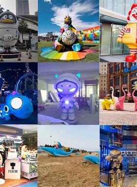 玻璃钢雕塑定制树脂吉祥IP卡通公仔户外美陈迎宾动人物泡沫摆件