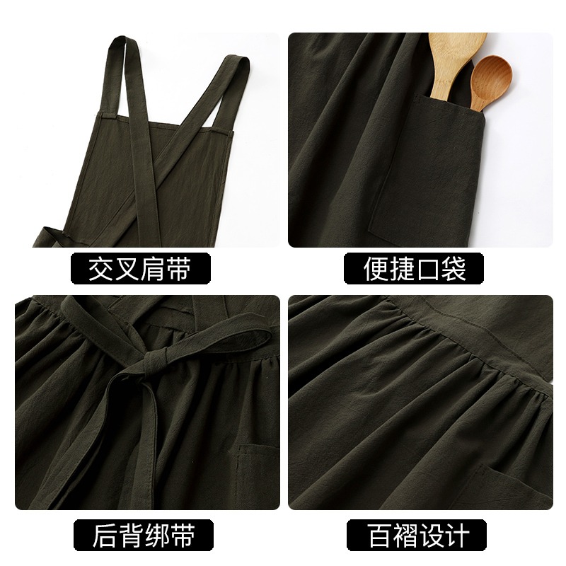围裙交叉带家用厨房纯棉女式2025新款网红夏季薄款工作服定制logo - 图3
