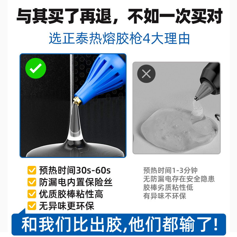 正泰热熔胶枪儿童手工DIY制作家用热胶枪大功率热熔枪热熔胶棒