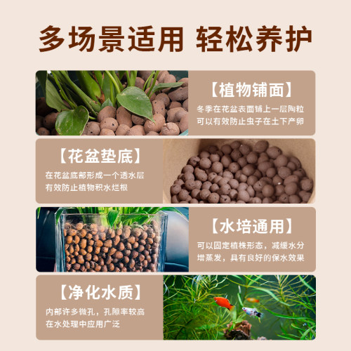 陶粒养花专用通用型花盆垫底空心陶粒园艺多肉花盆保湿颗粒瓶水培 - 图1