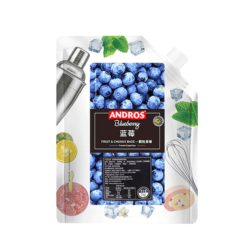 安德鲁蓝莓颗粒果酱1kg商用青葡萄草莓果茸烘焙奶茶专用桑葚果泥 - 图3