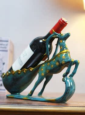 现代北欧麋鹿红酒架摆件装饰摆件