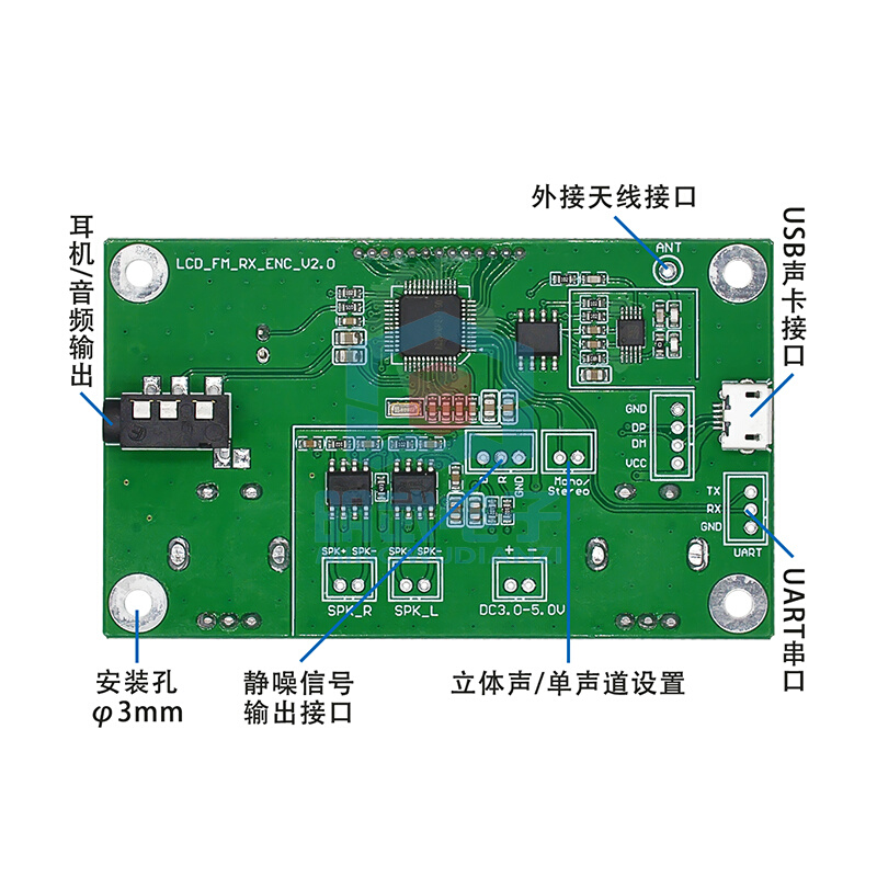 FM调频立体声接收数字收音机电路板模块无线音频村村通校园广播接 - 图0