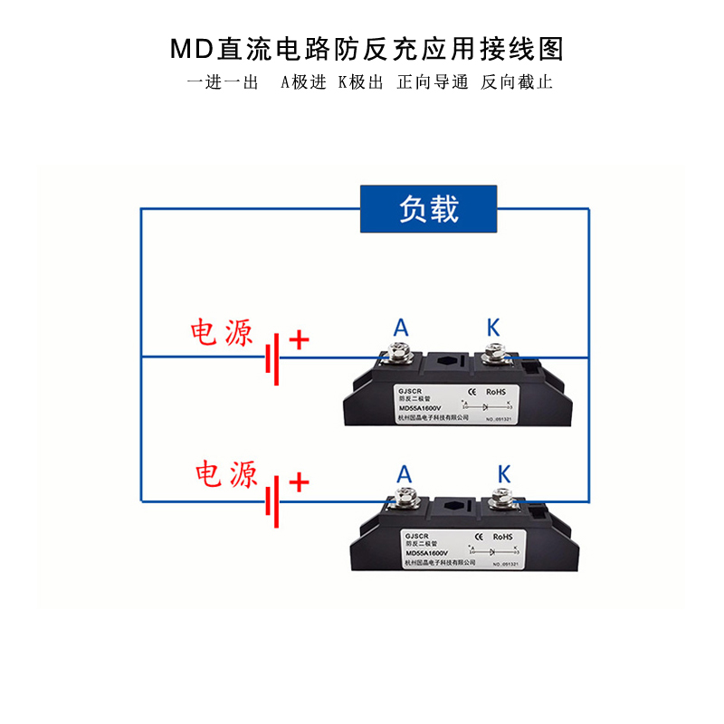 MD55A续流防反二极管防回流互充防倒流MD110A200A直流太阳能1600V-图0