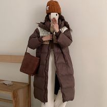 Han Edition 2023 Splicing Collision Color Winter New Woman Mid-Length loose down jacket Over Knee Thickening Big Code Coat Tide
