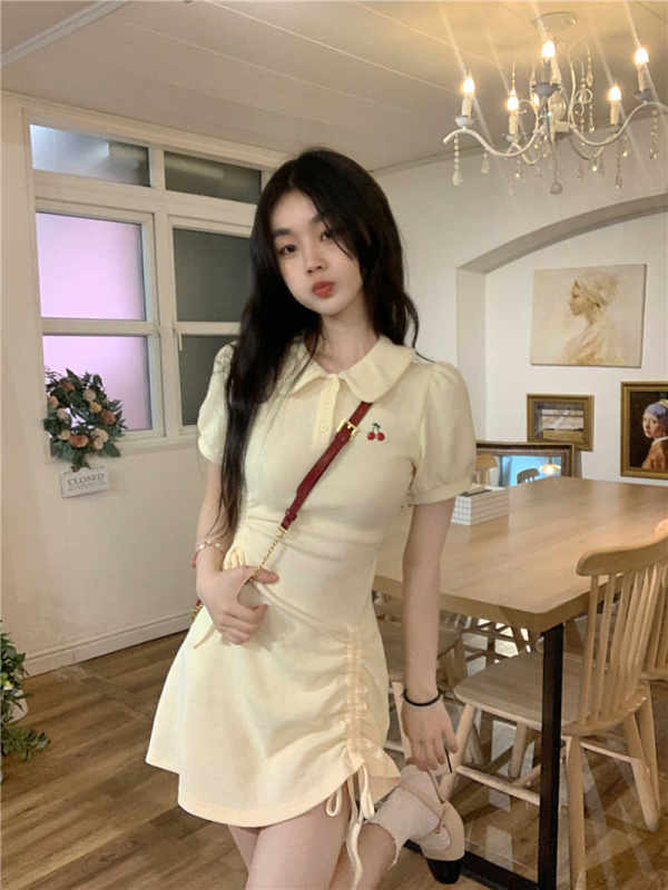 FN2023夏季韩版简约设计感小心机露腰纯色棉质长款连衣裙女_小懒猫美衣5号店_女装/女士精品-第5张图片-提都小院