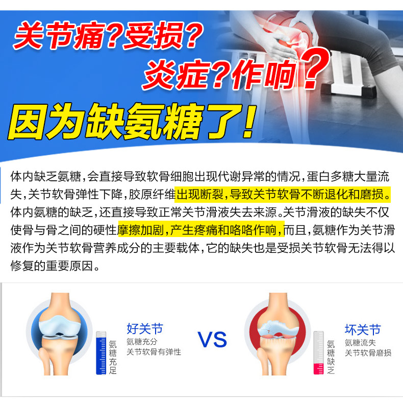 森艺棠海外专营店氨糖软骨素钙片中老年人护关节疼痛美国进口维骨力软膏1