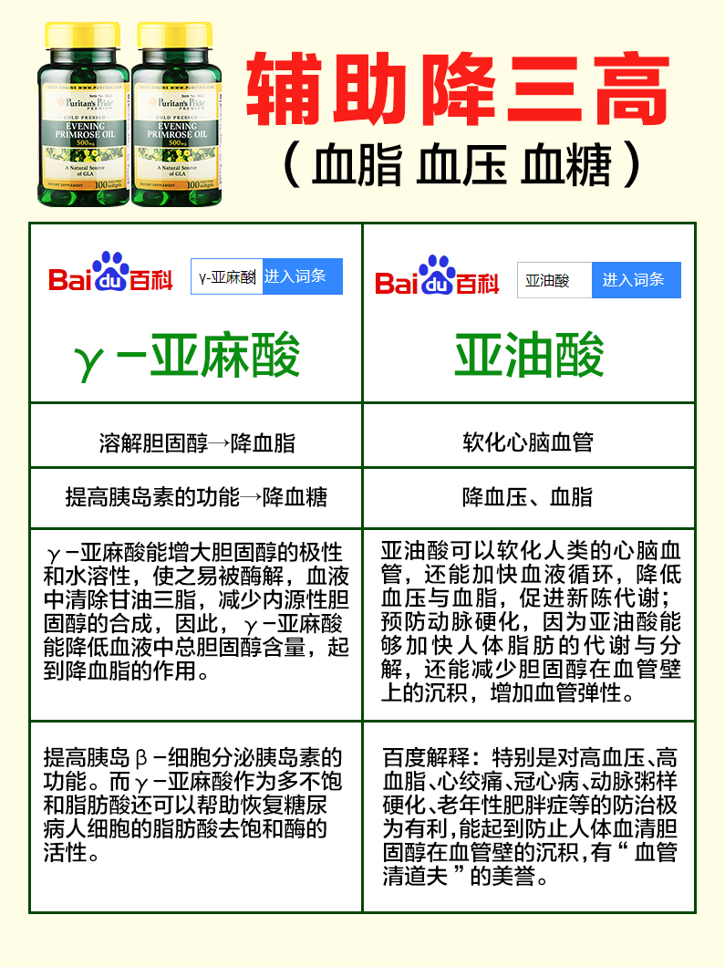 森艺棠海外专营店美国黄花磷月见草油软胶囊植月麻亚酸黄花草油酸降脂素磷油脂酸酯3